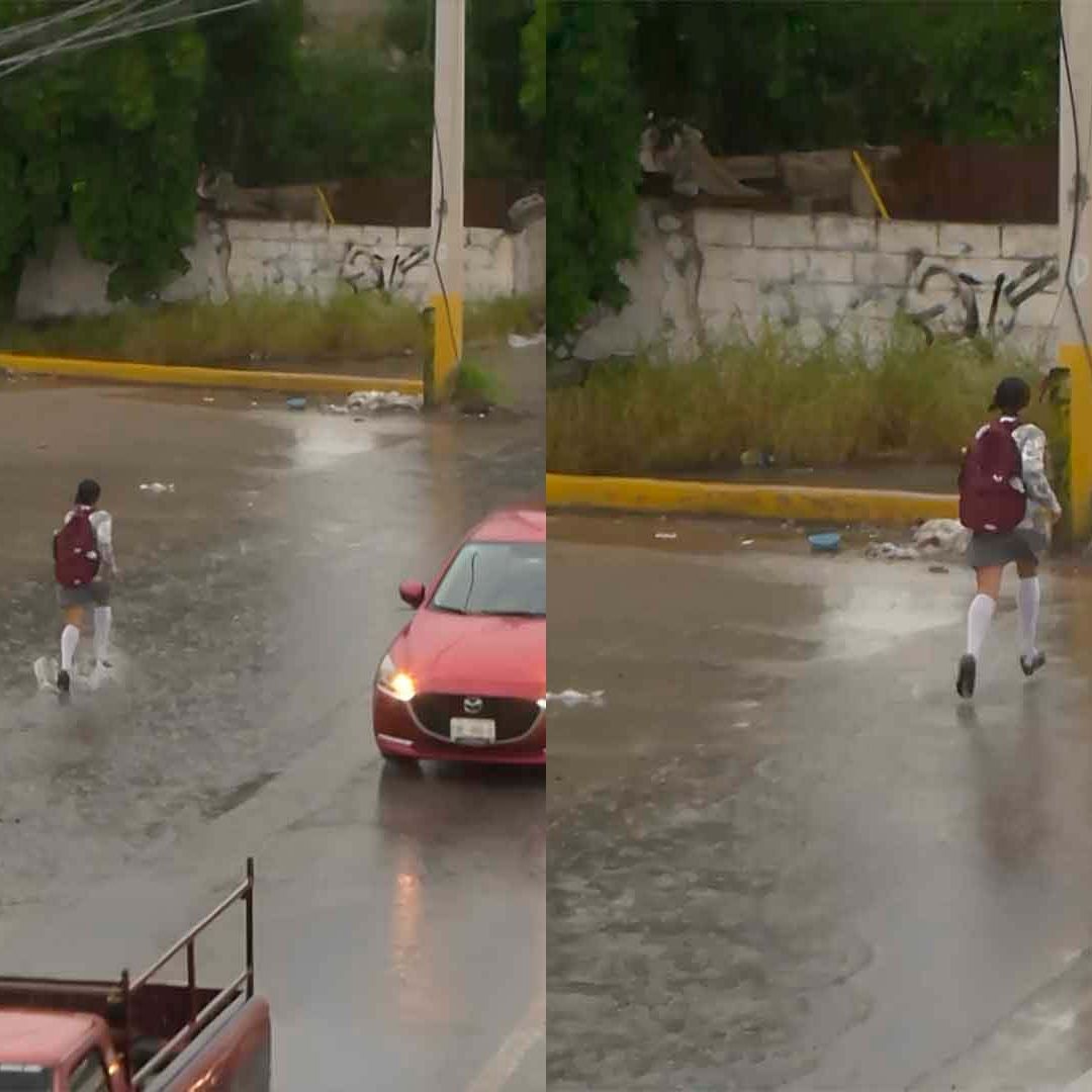 Estudiante Corre 3 Kilómetros Bajo la Lluvia para No Faltar a Clases en Torreón, Coahuila.