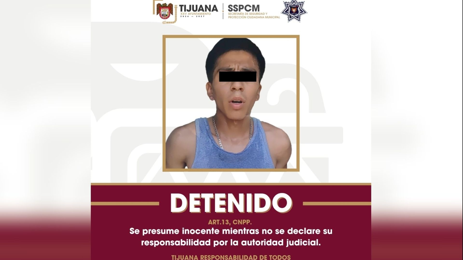 Aseguran a Presunto Responsable de Homicidio en Zona Centro de Tijuana