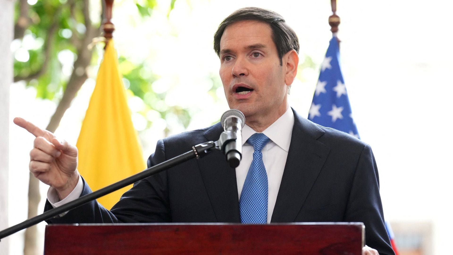 Marco Rubio en conferencia de prensa en Ecuador