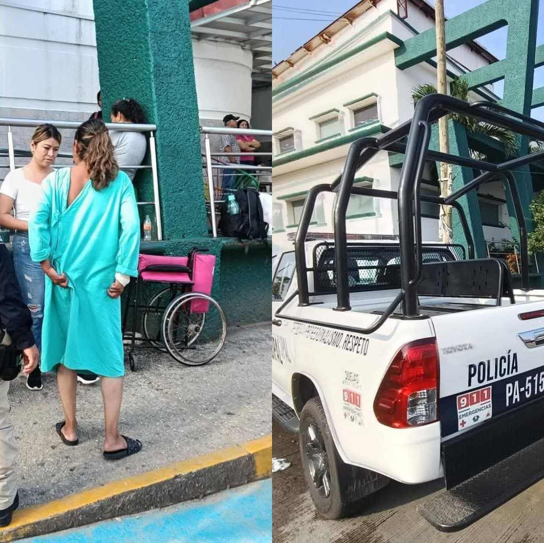 La paciente en bata se salió de las instalaciones sin autorización médica. De acuerdo con testigos la mujer se mostró un tanto agresiva y enfrentó al personal médico.