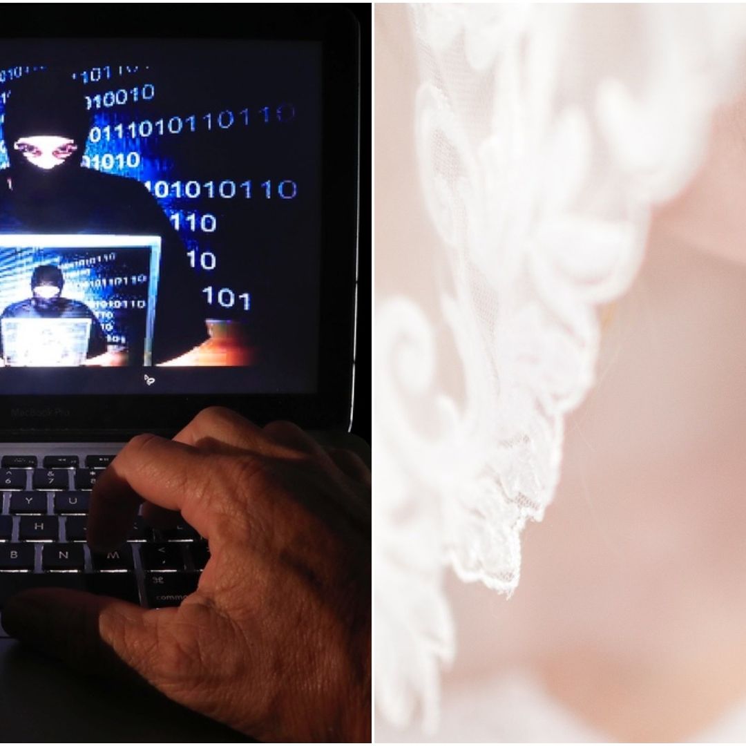 Novia con velo por fraudes virtuales