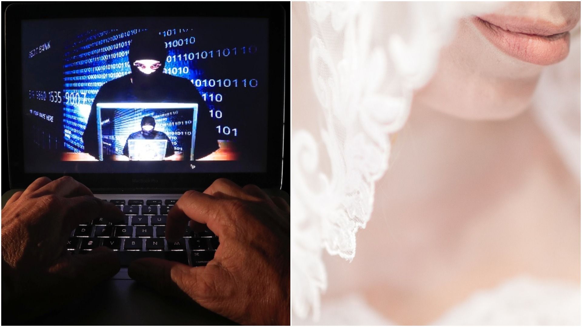 Novia con velo por fraudes virtuales