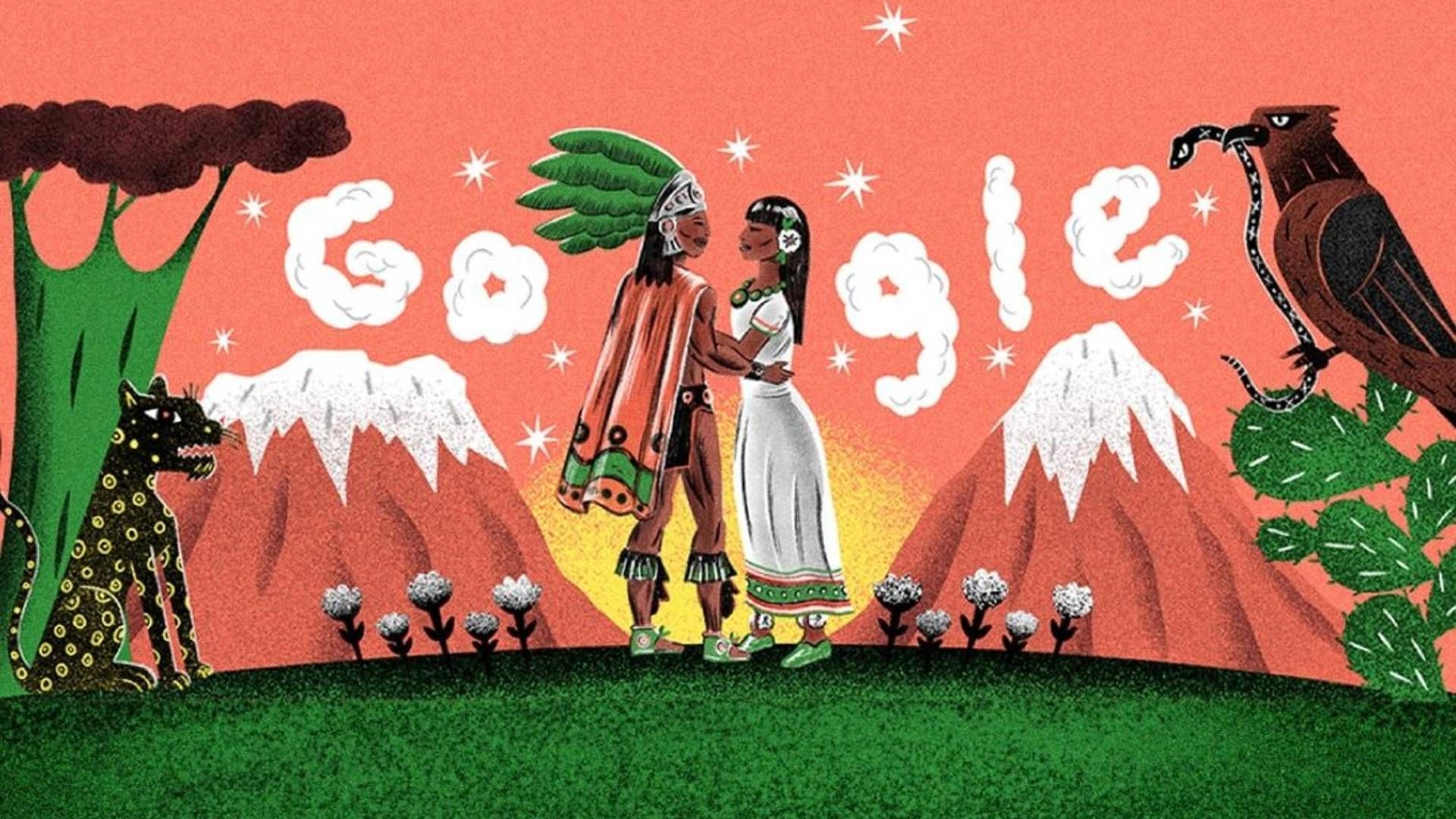 Ilustración del Doodle de Google por la Independencia de México