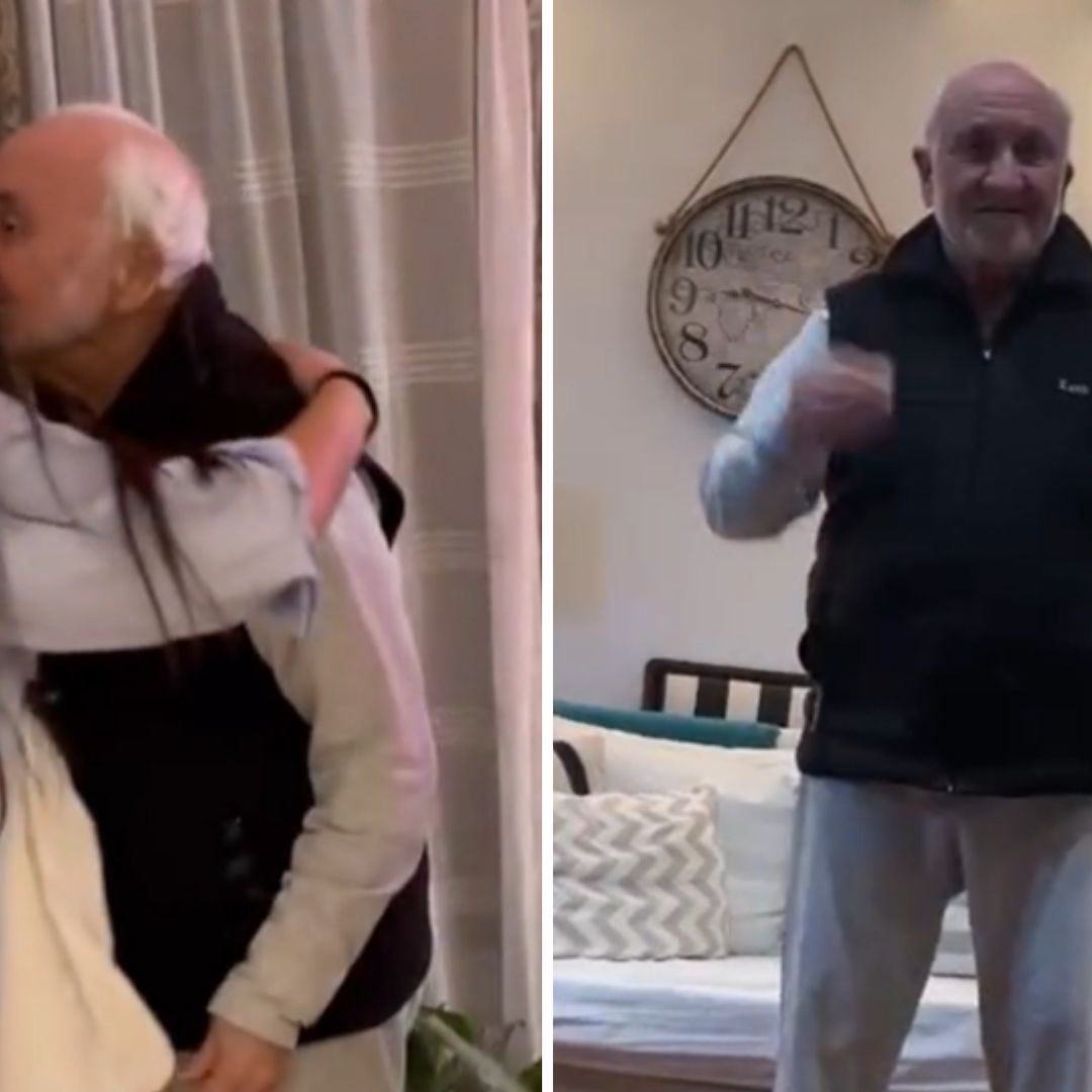 Nietos celebran con pijamada sorpresa cumpleaños de su abuelo