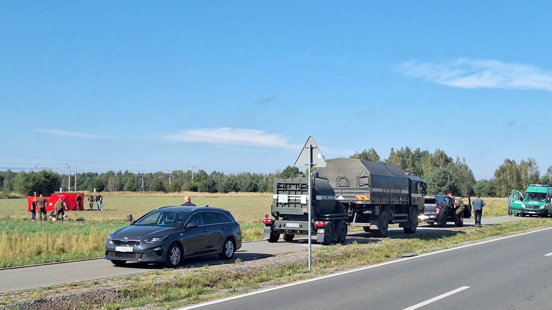 Zona donde cayó parte de un dron ruso en Polonia