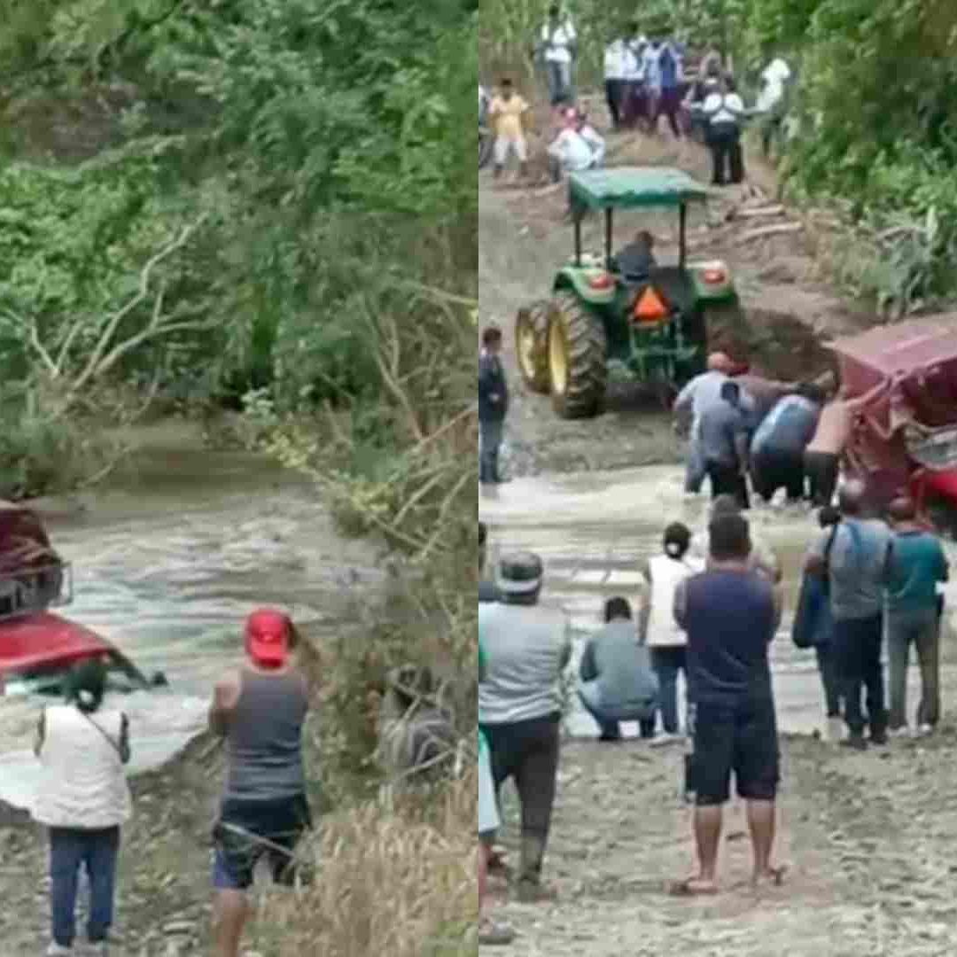Camioneta con Pasajeros es Arrastrada por Arroyo en Comunidad El Chote Santa Teresa Chicontepec Veracruz