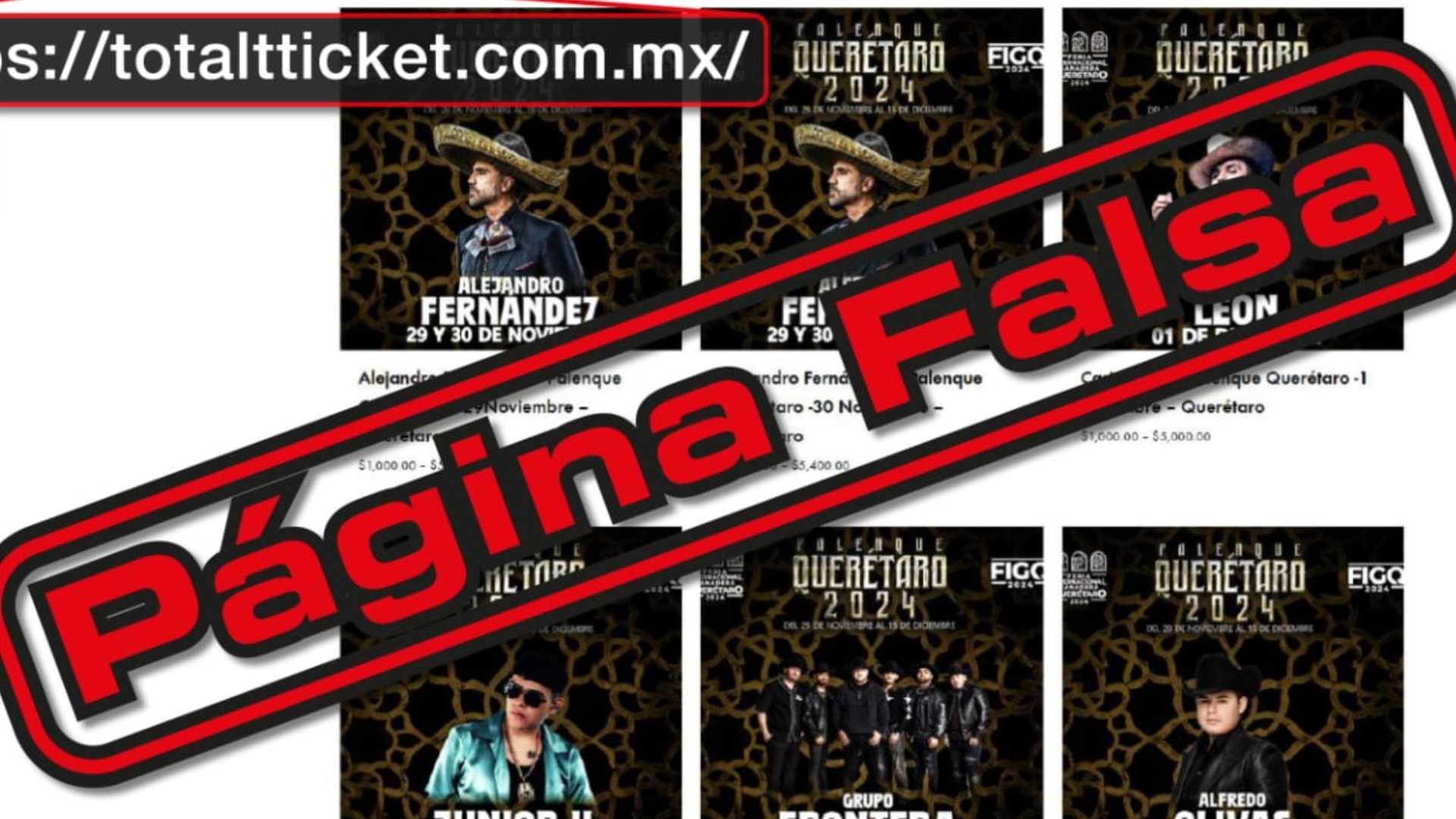 pagina falsa de venta de boletos