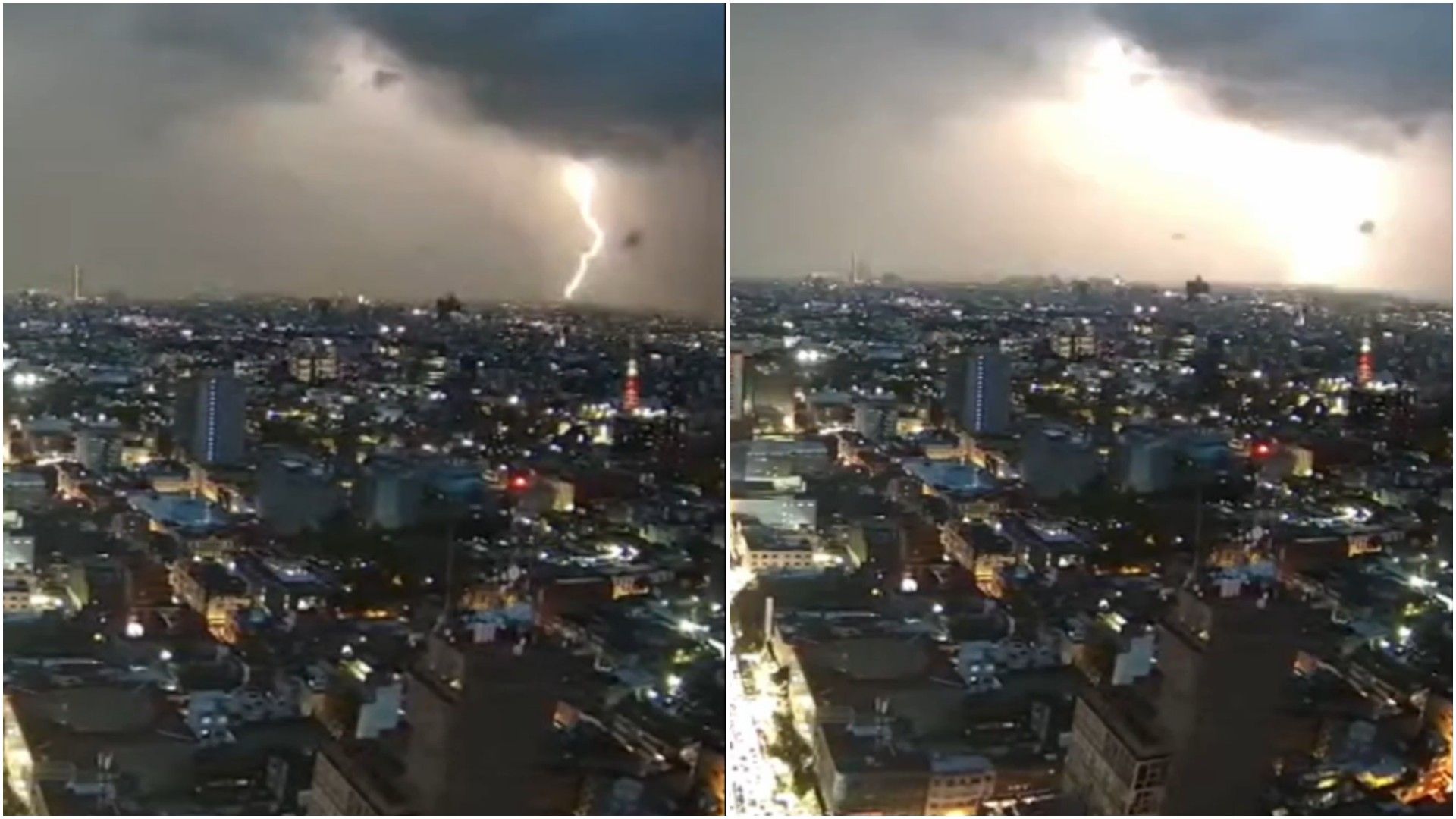 Caen rayos en CDMX hoy 14 de septiembre 2025 así se vieron desde la Torre Latino por lluvias video