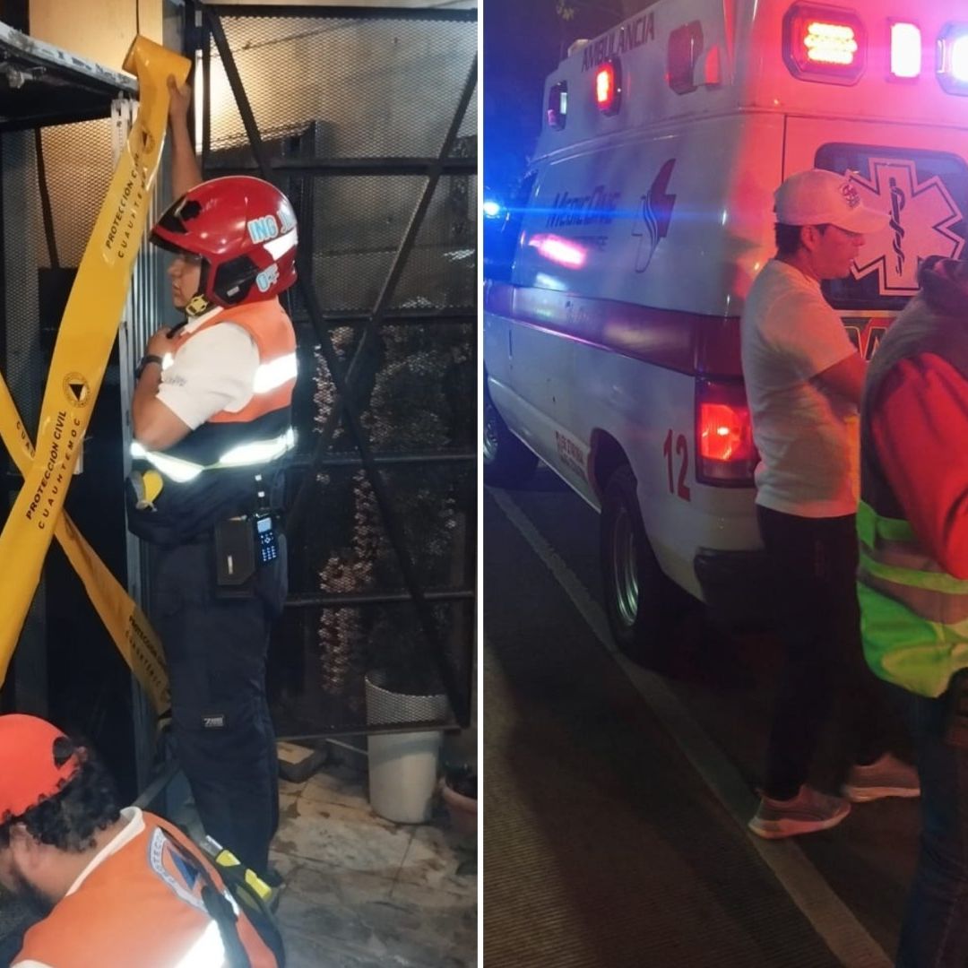 Bomberos y personal del ERUM de la Ciudad de México atendieron la caída de un elevador en La Condesa que dejó siete personas lesionadas.