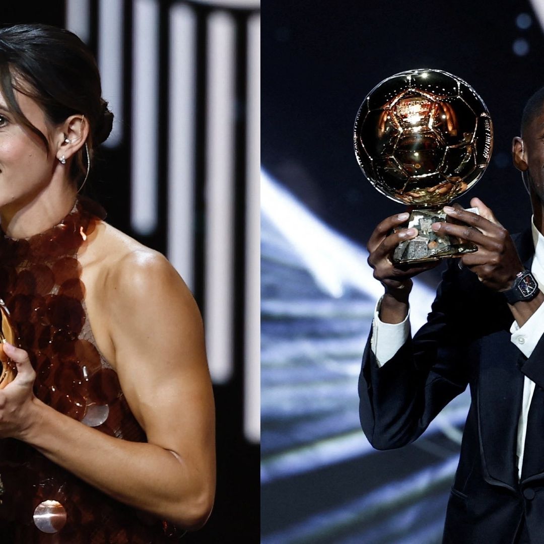 Aitana Bonmatí y Ousmane Dembélé con el Balón de Oro