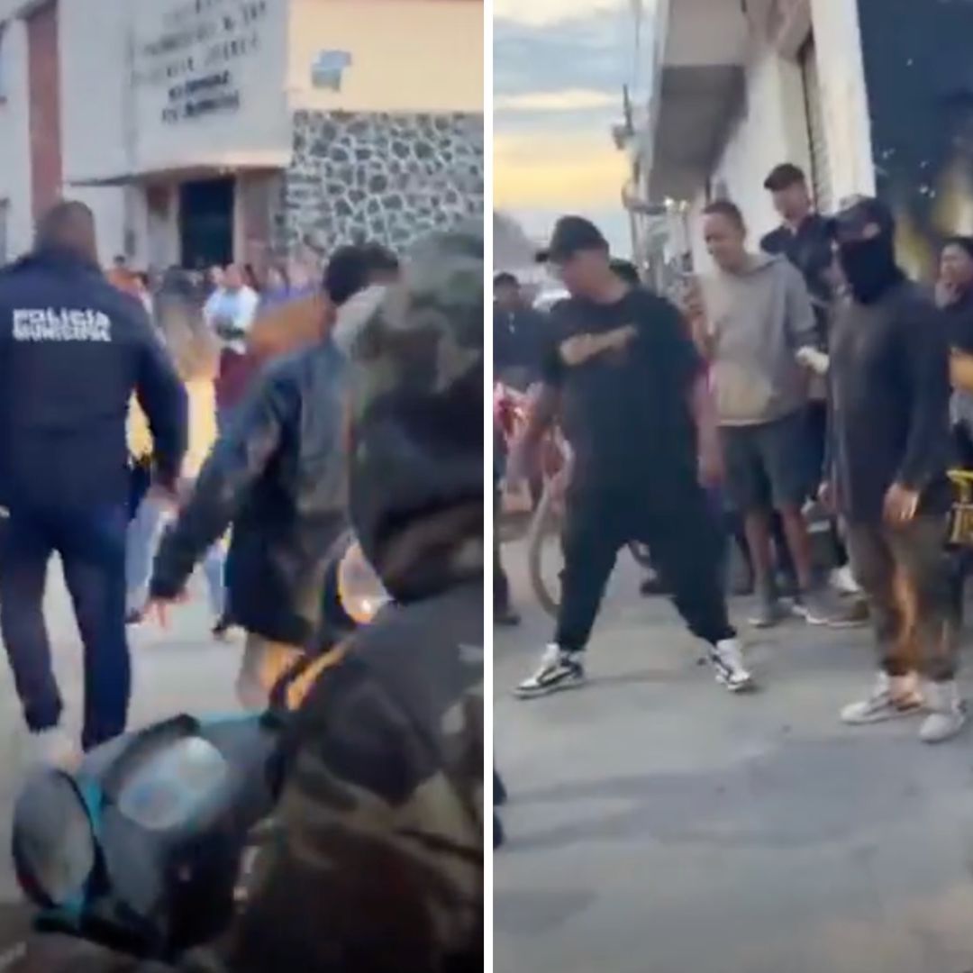 Grupo de personas agarra a golpes a presuntos ladrones en Nealtican, Puebla.