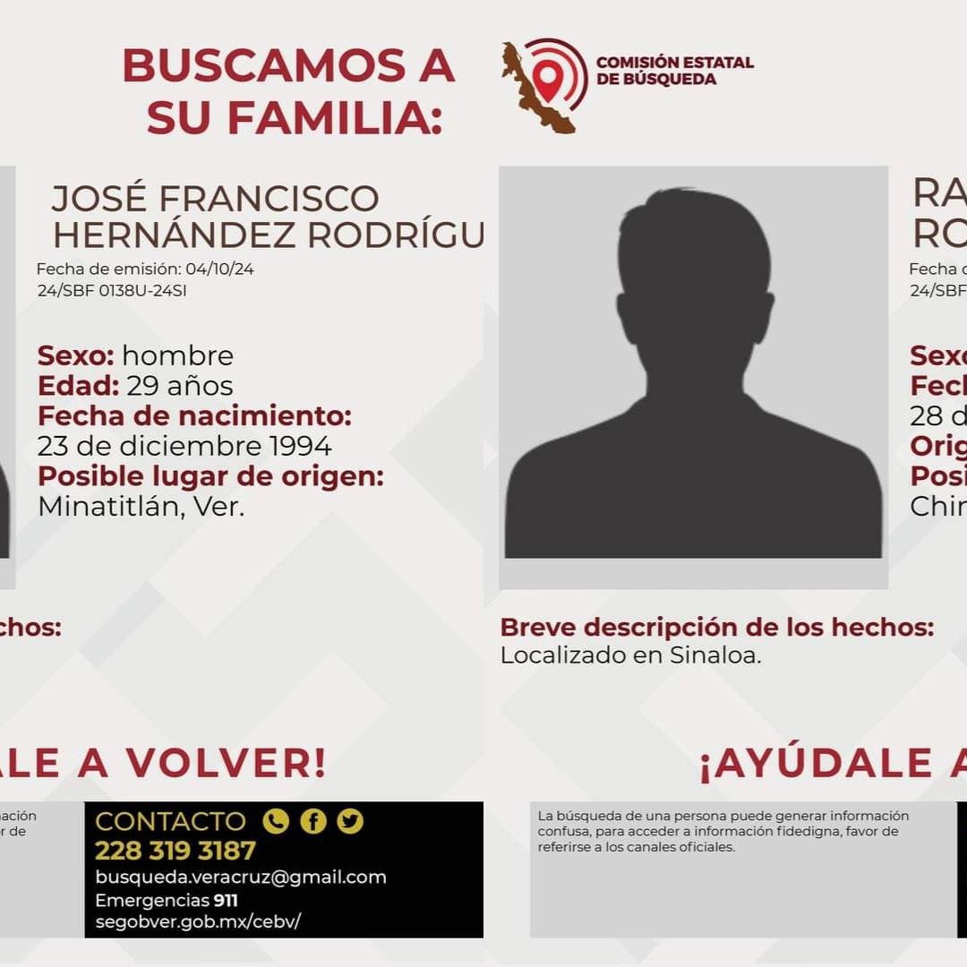 Los boletines fueron emitidos el 4 de octubre, ya que aparentemente los cuerpos de los veracruzanos.