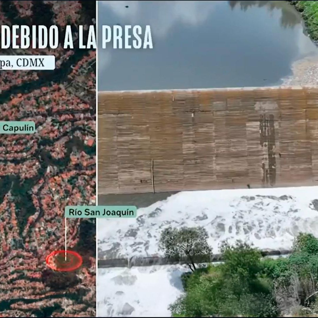 Vecinos de Lomas de la Herradura colocan pastillas de cloro en la Presa El Capulín, en Huixquilucan