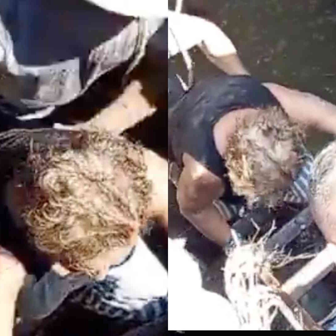 La mujer fue rescatada tras caer al interior del socavón