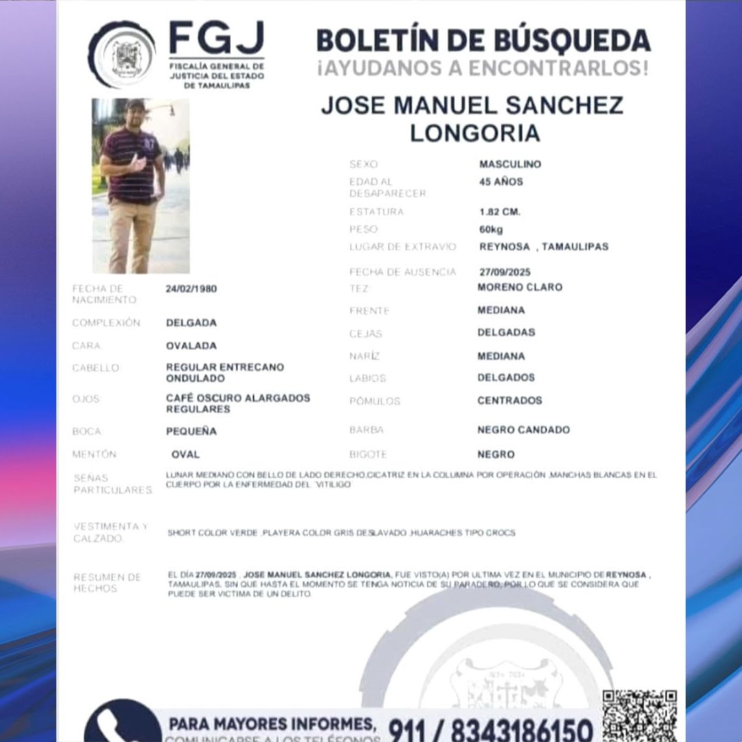 Piden Ayuda para Localizar a José Manuel, Hombre Desaparecido en Reynosa