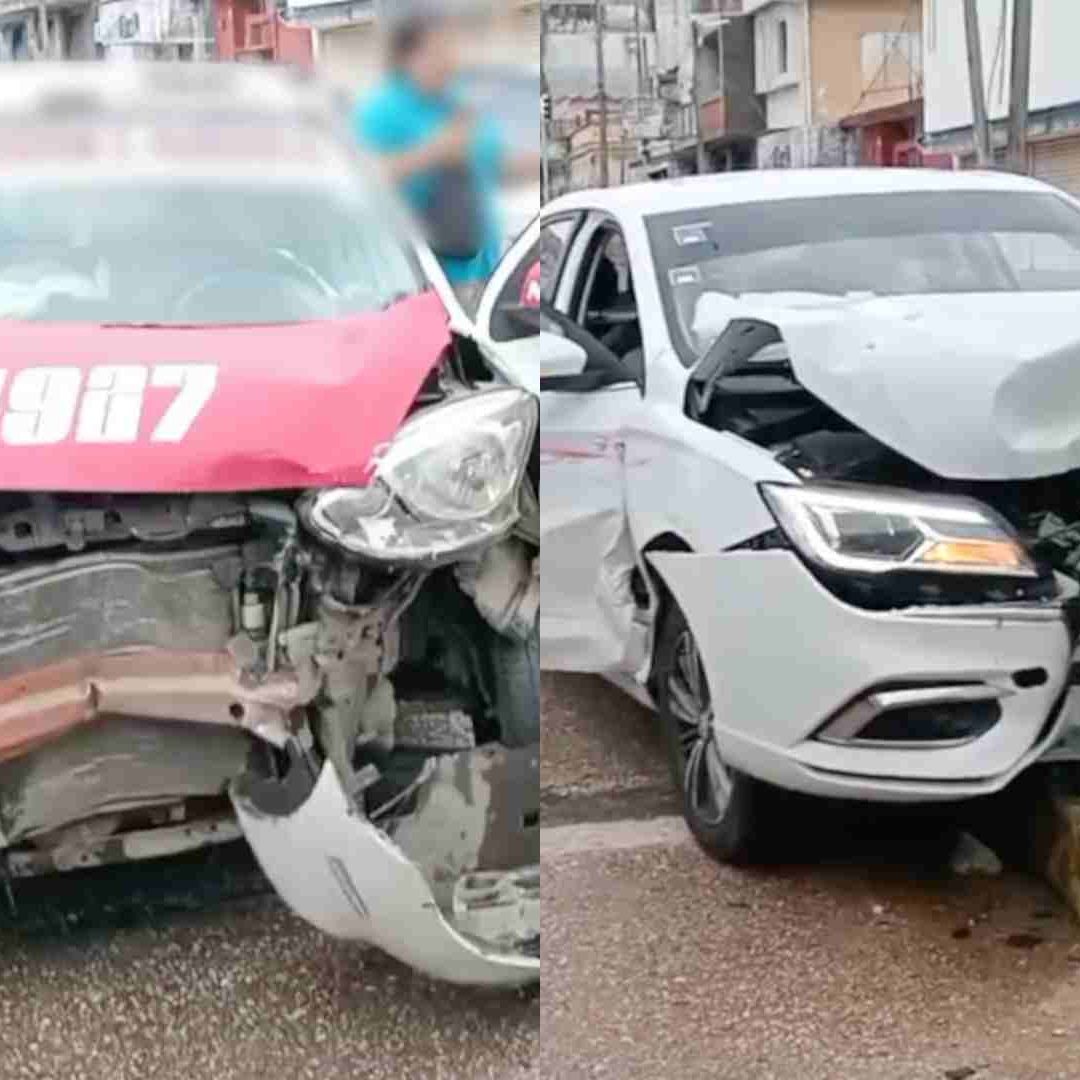 Choque Deja Cinco Lesionados en Calle Juárez y 16 de Septiembre en Coatzacoalcos Veracruz