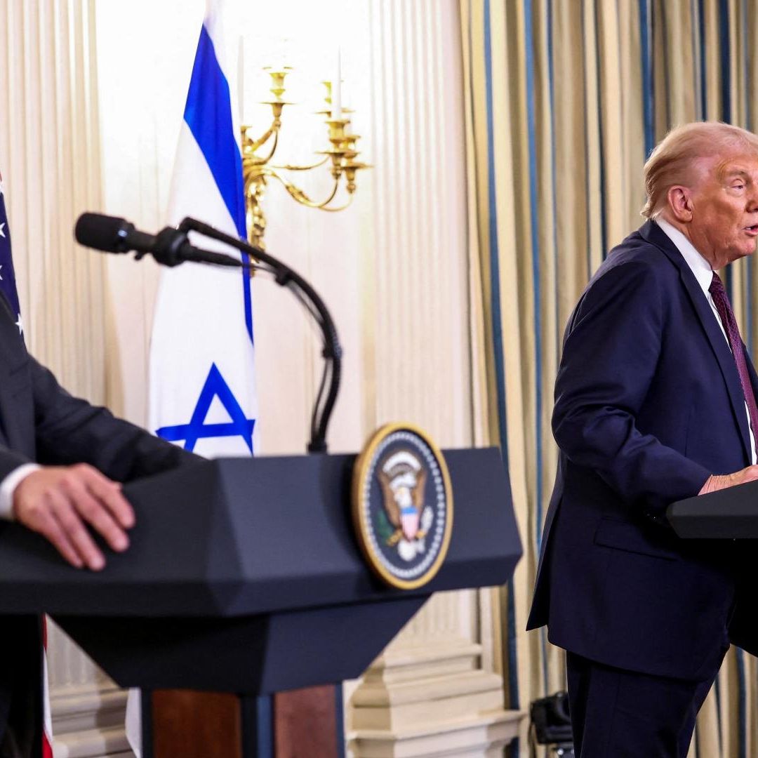 El presidente de Estados Unidos, Donald Trump, y el primer ministro israelí, Benjamin Netanyahu, en conferencia de prensa conjunta. Foto: Reuters