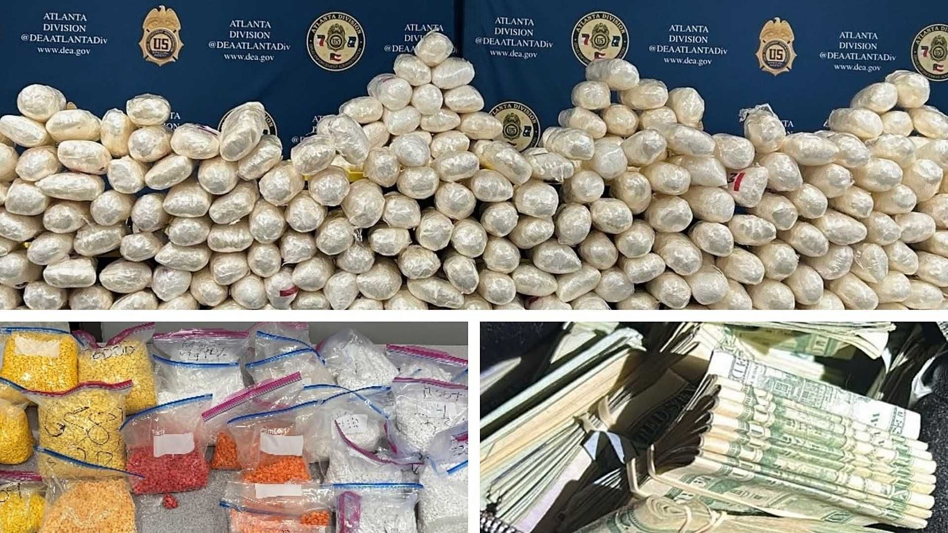 Droga, dinero y pastillas decomisadas por la DEA