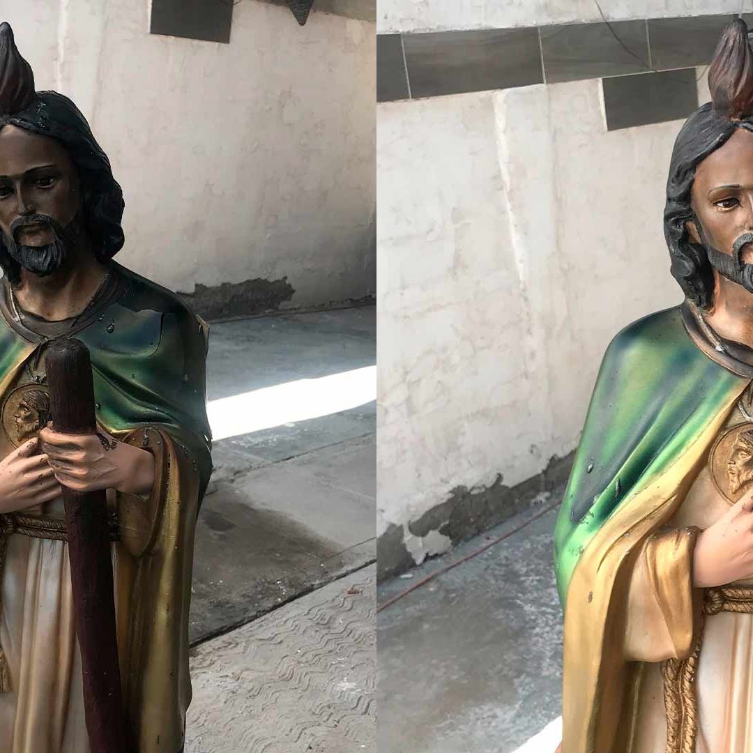 Imagen de San Judas Tadeo se Salva tras Incendio en Torreon Coahuila
