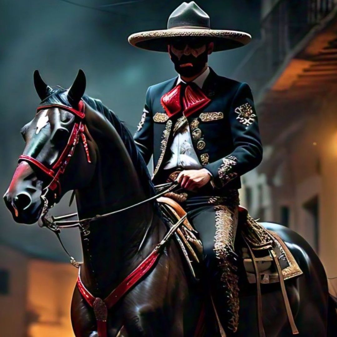 La Leyenda del Charro Negro, uno de los Forajidos Más Buscados de Todos los Tiempos. Foto: Meta AI