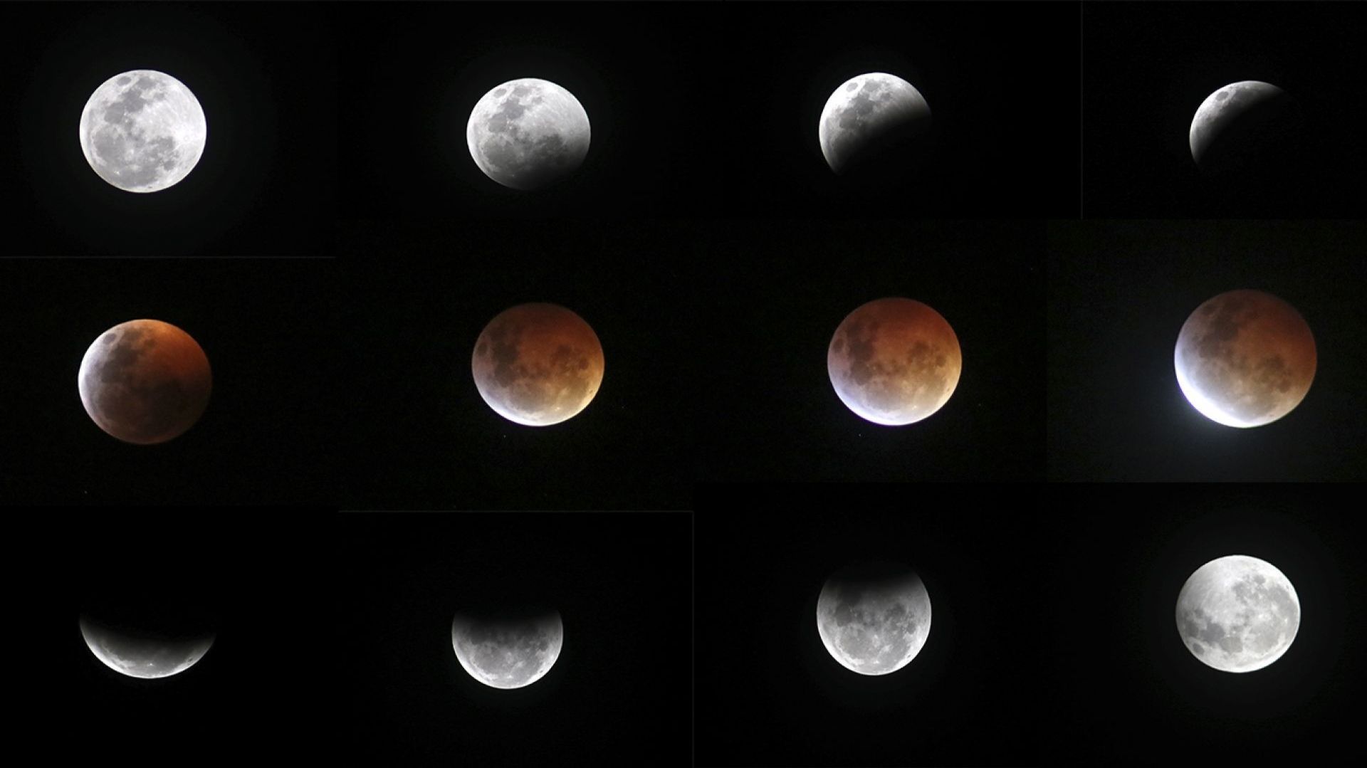Diferentes fases de la Luna unidad en una imagen.