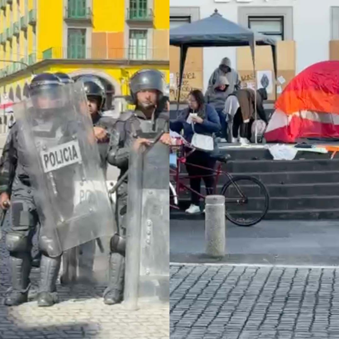 Grupo Antimotines de la SSP Retira a Maestros Jubilados que se Manifestaban en Xalapa Veracruz