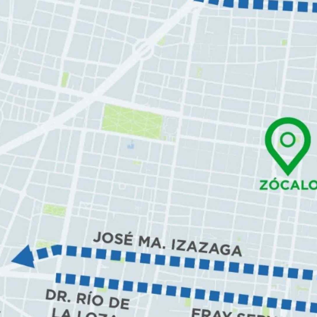 Cierres viales alrededor del Zóacalo. Foto: C5