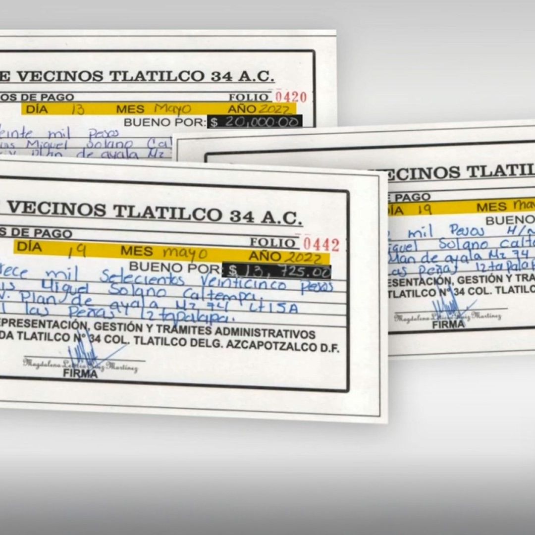 Víctimas muestran recibos de aportaciones tras la estafa en CDMX