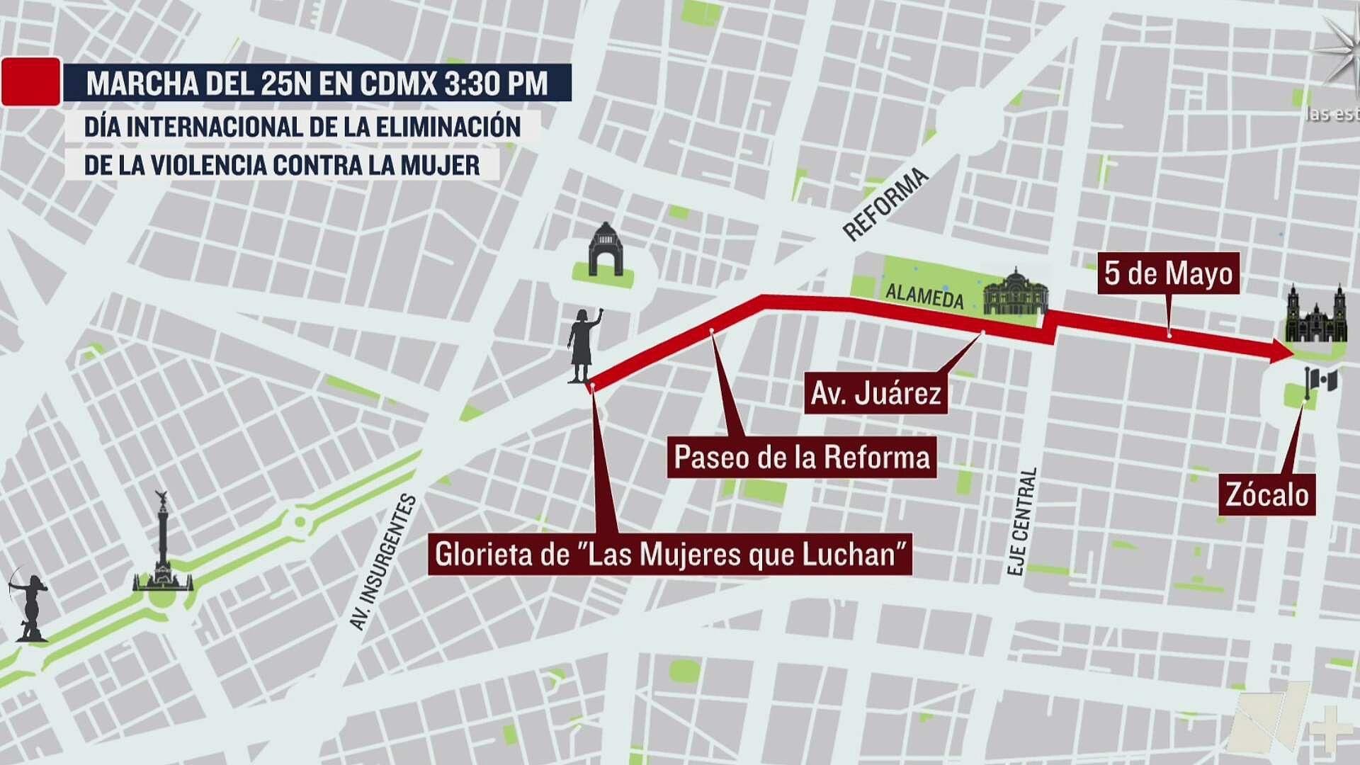 Marcha 25N en CDMX: Ruta de la Movilización Contra la Violencia Hacia ...