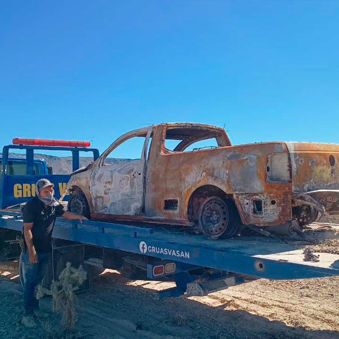 Recuperan Camioneta Calcinada en la que Desaparecio Pablo Jared en Coahuila