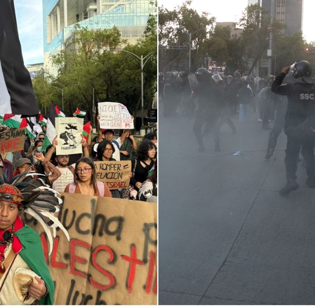 Concluye Marcha Pro Palestina en Embajada de EUA en CDMX: Decomisan Martillos a Bloque Negro