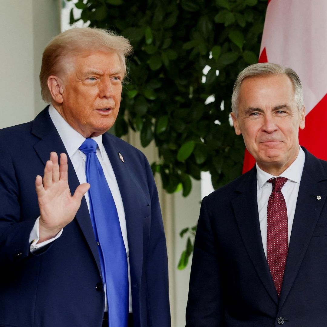 Trump recibe al primer ministro de Canadá, Mark Carney, en la Casa Blanca, en Washington. Foto: Reuters