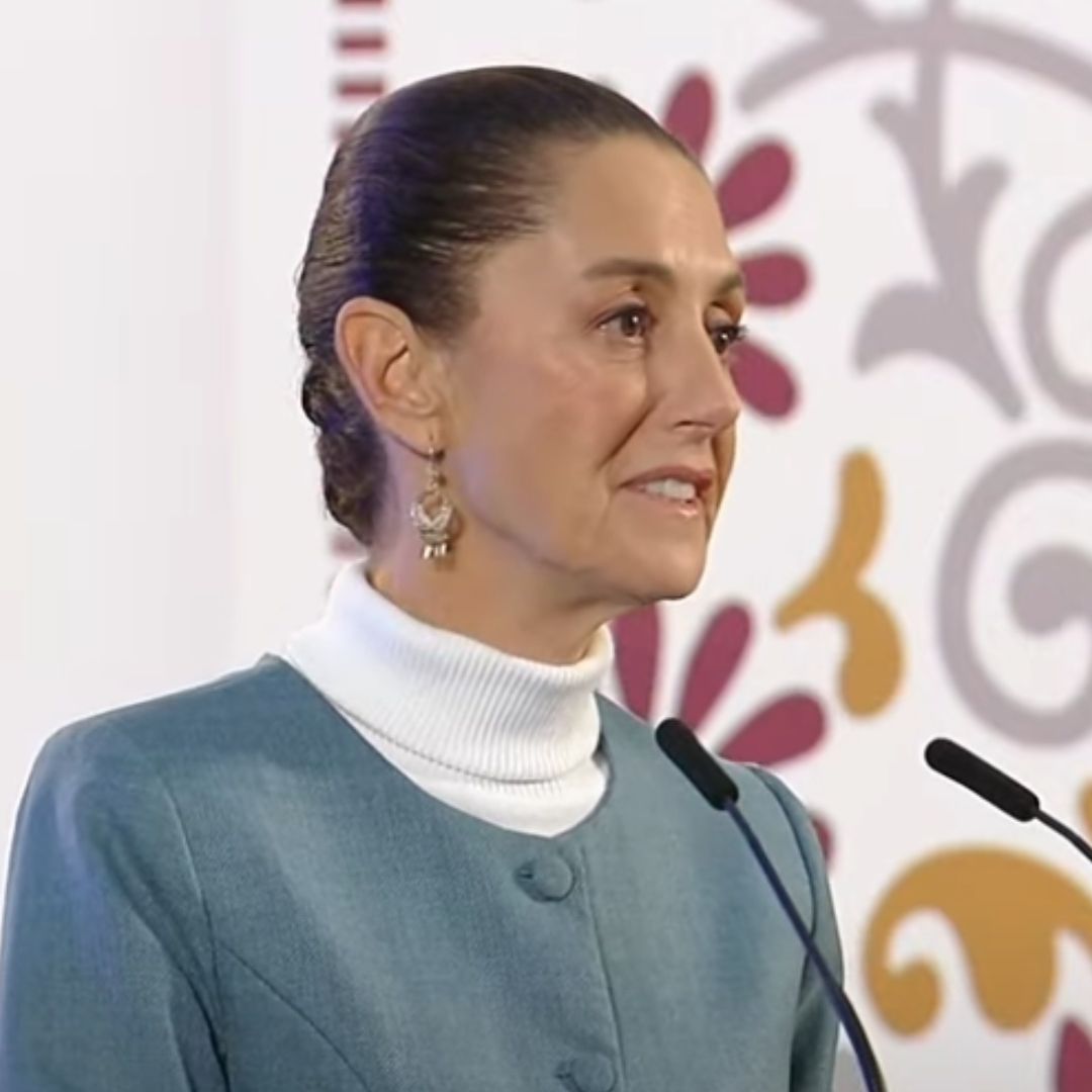 La presidenta Claudia Sheinbaum durante conferencia mañanera en Palacio Nacional