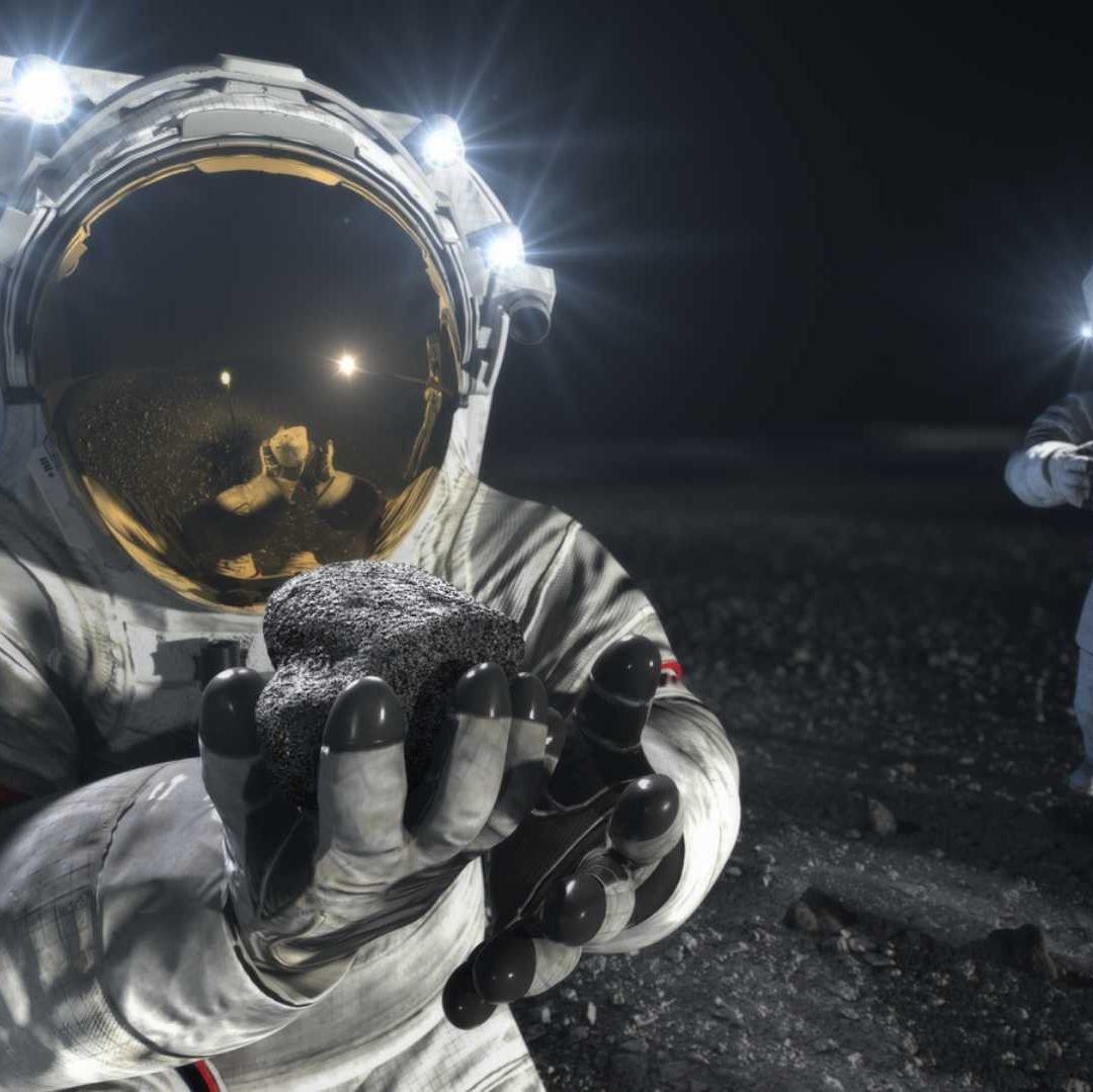 Ilustración de astronautas en la Luna