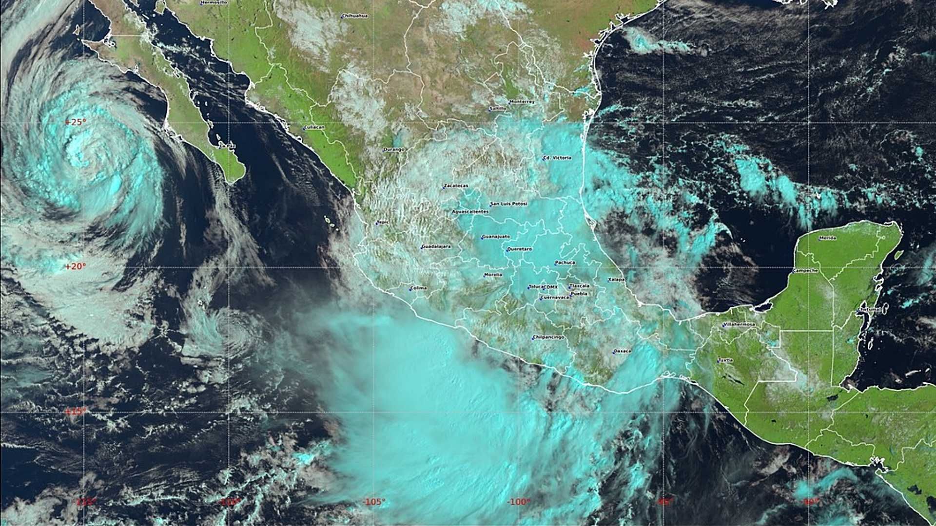 Tormenta tropical Raymond en aguas del Pacífico mexicano. Foto: SMN