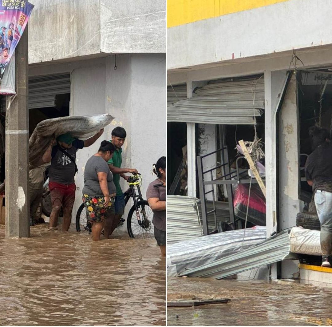 Saqueos en Poza Rica, Veracruz, Luego de Fuertes Lluvias; Pobladores se Llevan Bicicletas