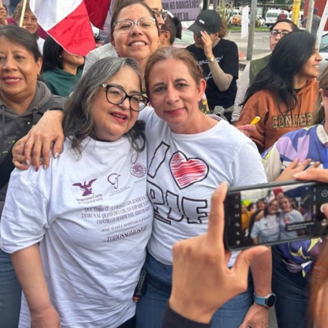 Norma Piña, presidenta de la SCJN, en su visita al bloqueo de trabajadores del Poder Judicial en Diputados en septiembre.