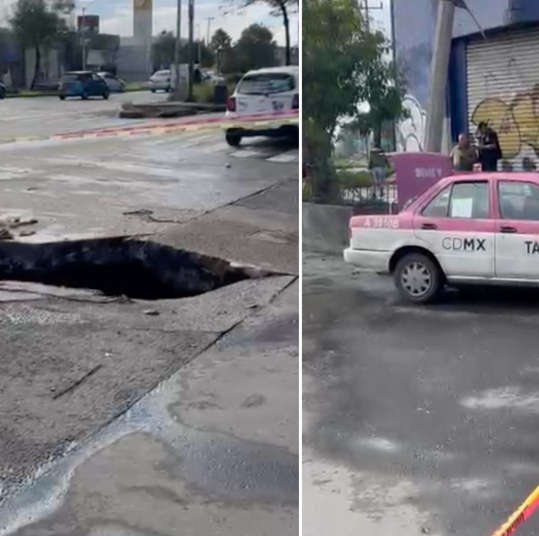 Taxi Cae a Socavón de Más de Cuatro Metros de Profundidad en Vallejo, Alcaldía Azcapotzalco