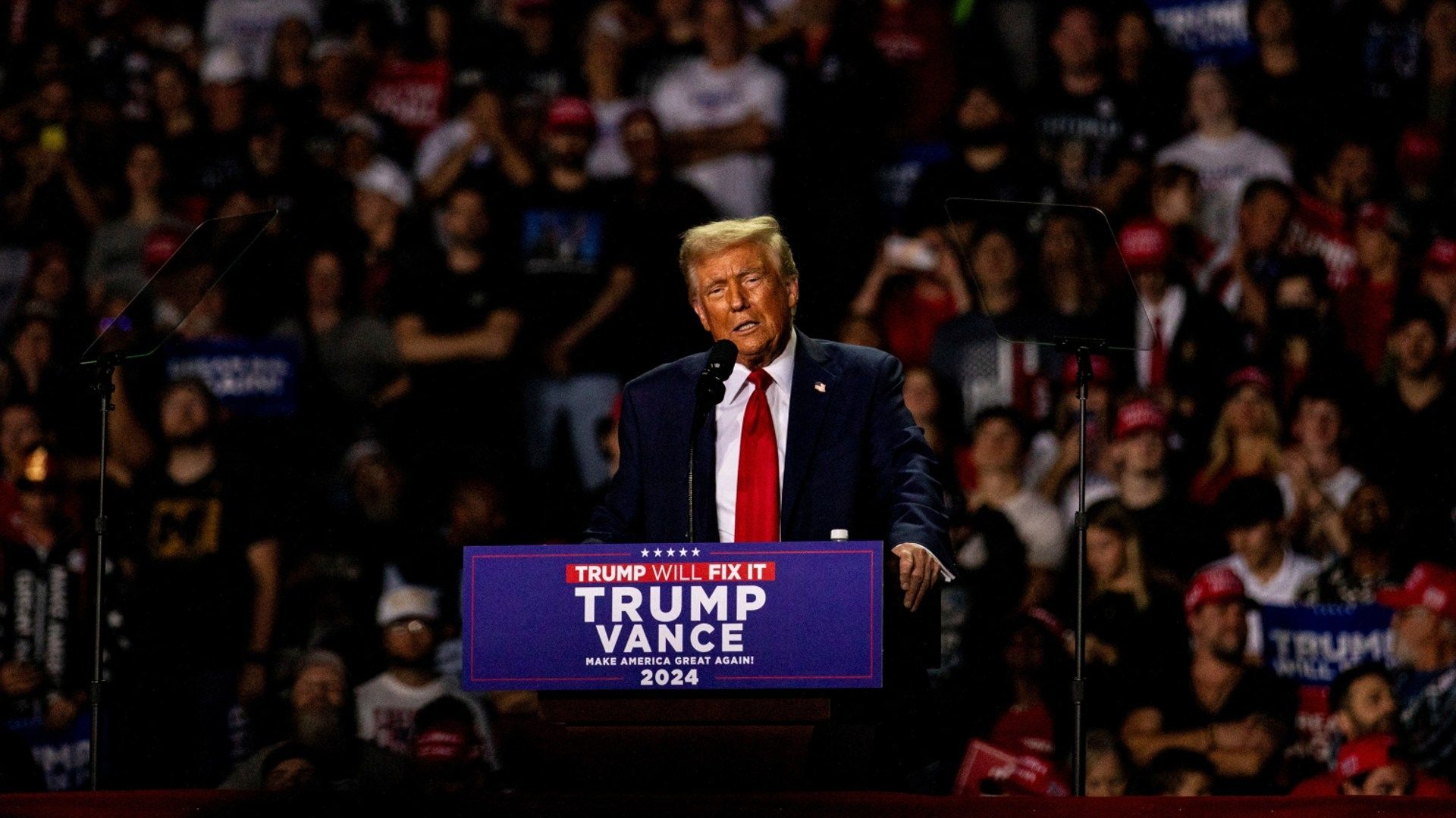 Mitin de Donald Trump en Michigan previo a las elecciones en Estados Unidos