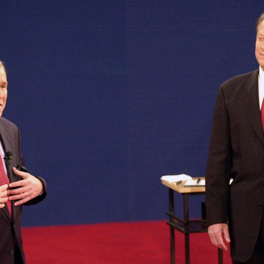 George W. Bush y Al Gore el 17 de octubre de 2000