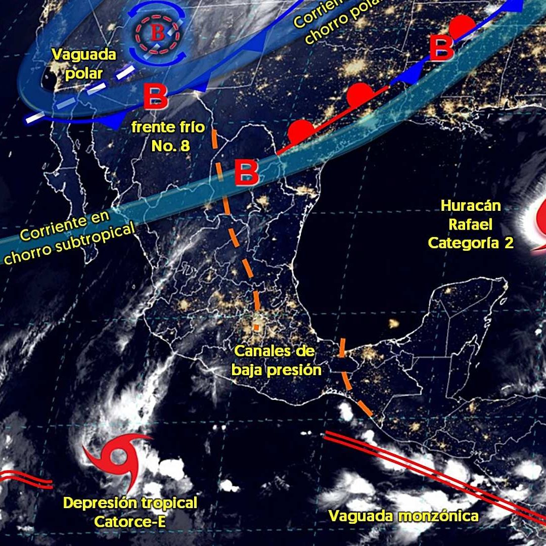 Alertan por Probabilidad de Tornados por Frente Frío 8 y Otros Fenómenos Meteorológicos