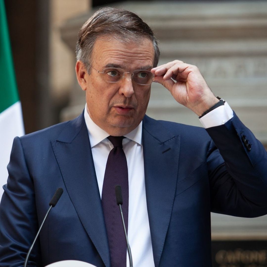 Marcelo Ebrard durante una conferencia en Palacio Nacional