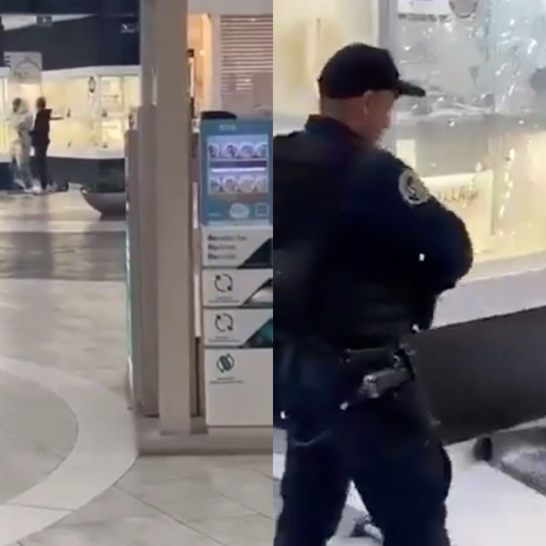 Ladrones rompen con un mazo la vitrina de una joyería en Portal San Ángel, CDMX