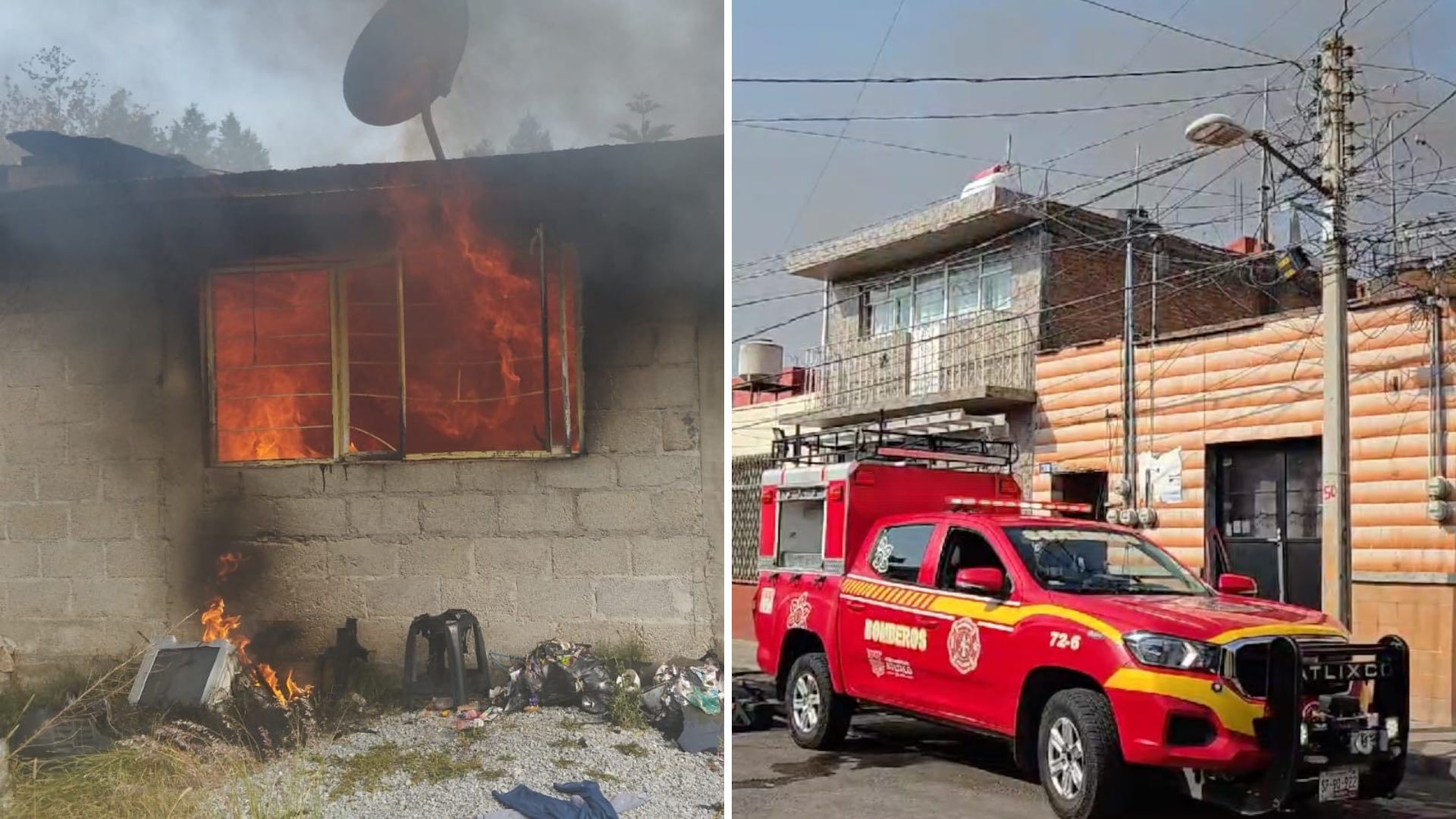 Incendios consumieron dos casas, una en Atlixco Puebla y otra en Tlaxcala.