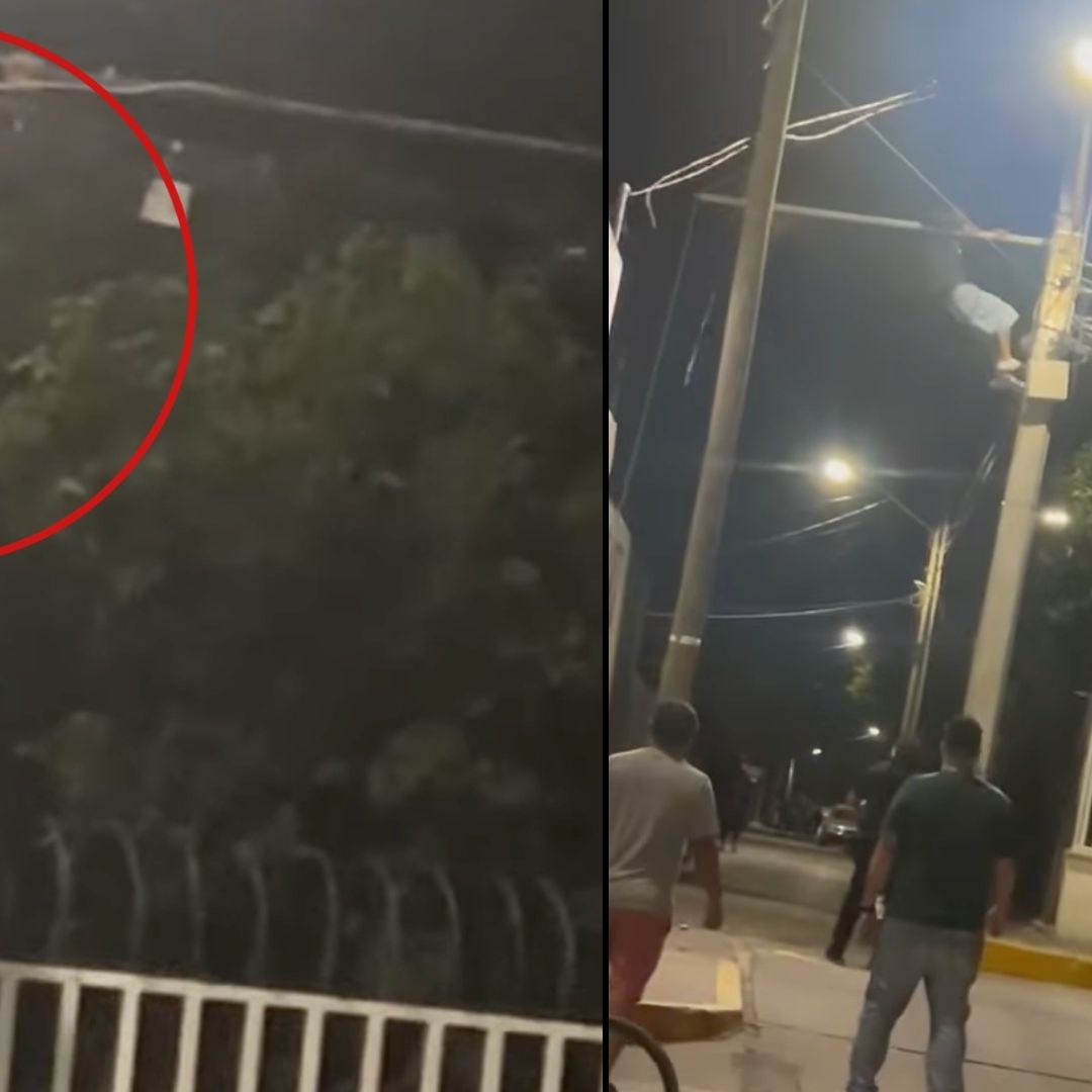 Ladrón ocasiona cortocircuito al intentar escapar entre postes de luz.