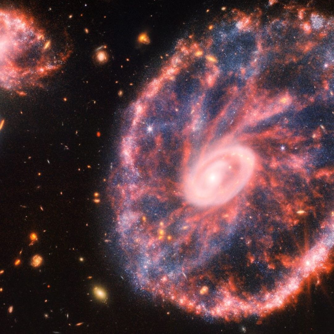 Fotografía de la galaxia Rueda de Carro tomada por el James Webb
