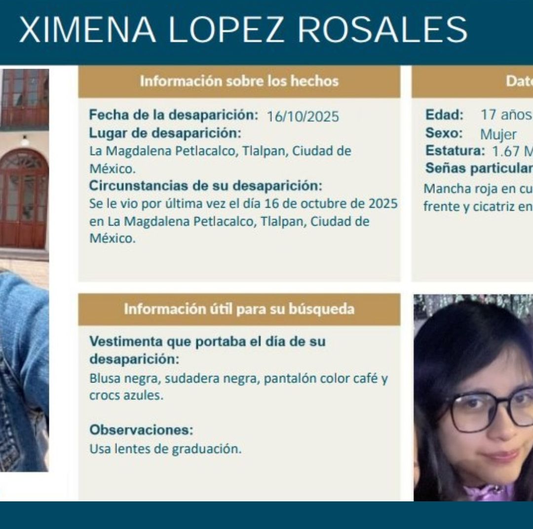 Buscan a Ximena López, la Menor Desapareció Tras Recoger a su Hermanito de la Escuela en Tlalpan