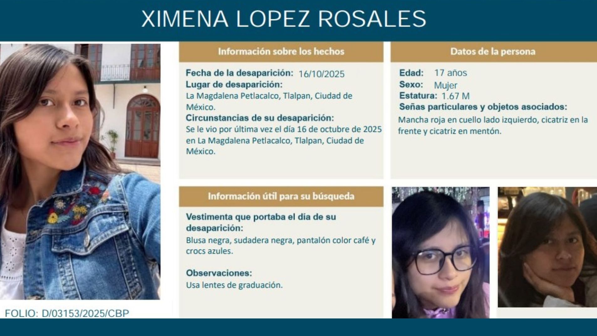 Buscan a Ximena López, la Menor Desapareció Tras Recoger a su Hermanito de la Escuela en Tlalpan