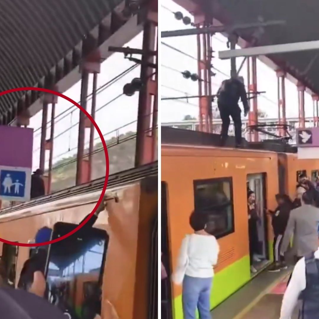 Hombre Sube a Techo de Vagón del Metro Guelatao de la Línea A