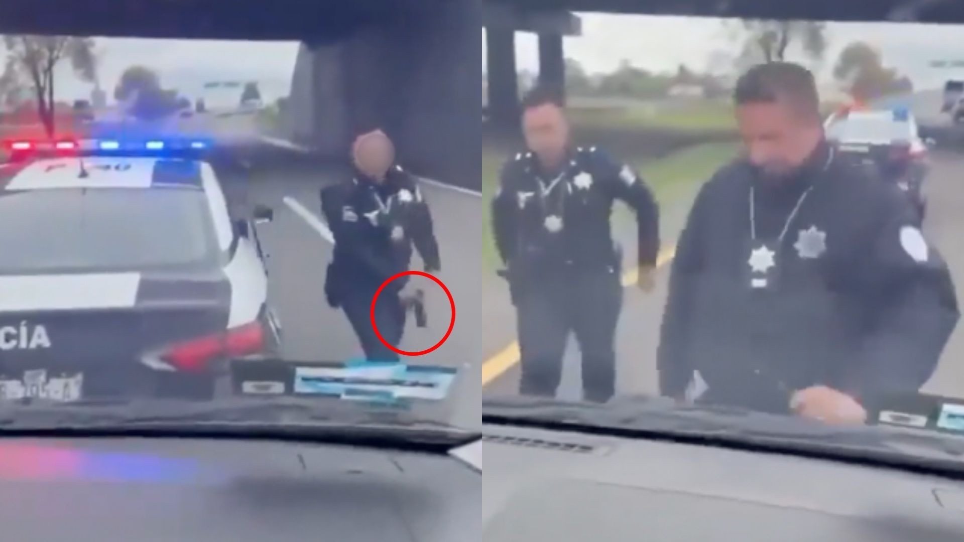 Supuesto Abuso Autoridad Policías Coronango Sacan Arma Conductor en Autopista México-Puebla